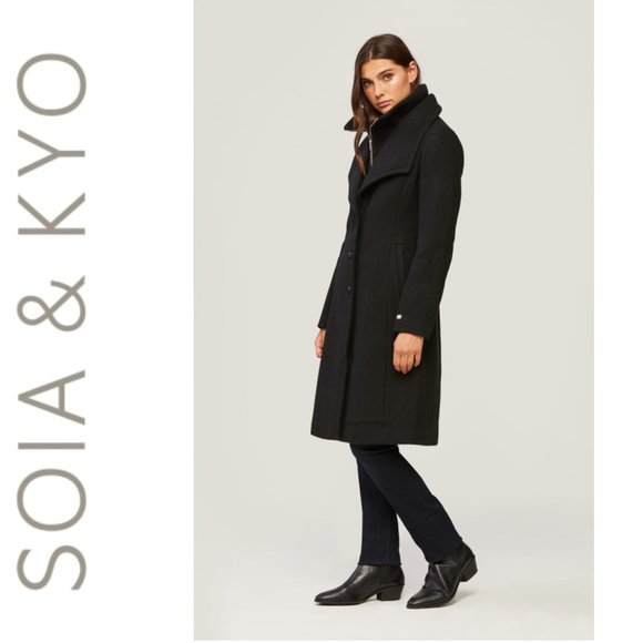SOLD Soia & Kyo IMAGES KIKKY wool coat with bib collar XXS - Picture 3 of 9